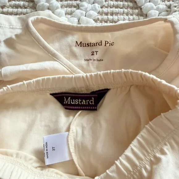 Vintage-Style Mustard Pie Cream Lace Ruffle Matching Set - Picture 8 of 8